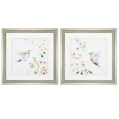 19' X 19' Brushed Silver Frame Hummingbird (Set of 2)
