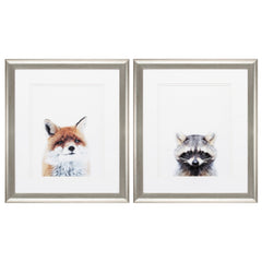 19' X 22' Brushed Silver Frame Fox Racoon (Set of 2)