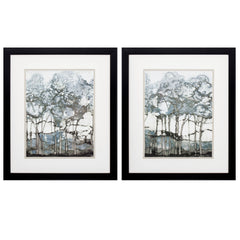 18' X 21' Dark Wood Toned Frame Watercolor Forest (Set of 2)