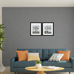 18' X 21' Dark Wood Toned Frame Watercolor Forest (Set of 2)