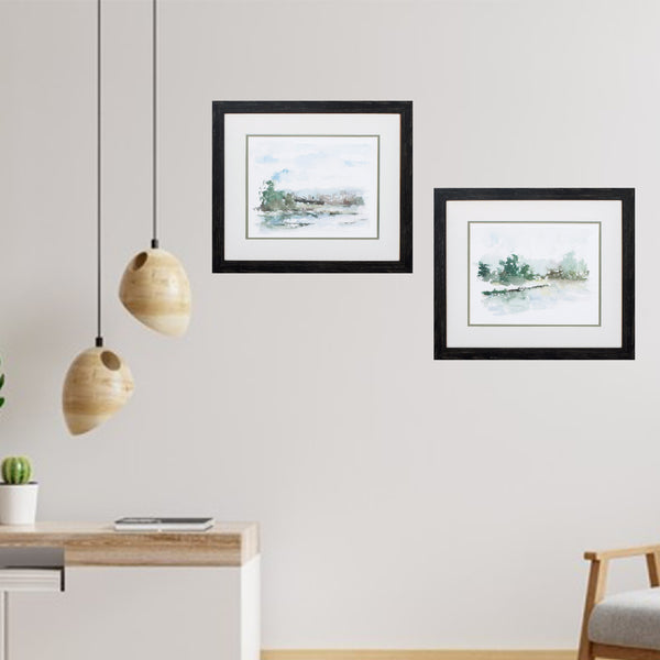 21' X 18' Distressed Black Frame Spring Watercolor (Set of 2)