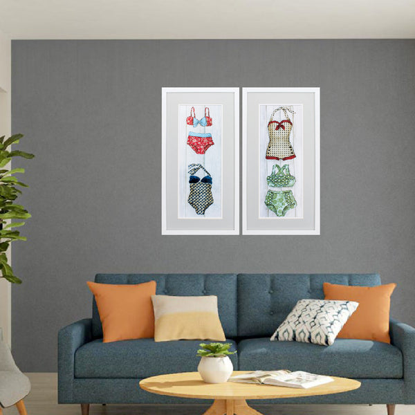 13' X 25' Matte White Frame Vintage Bathing Suit (Set of 2)