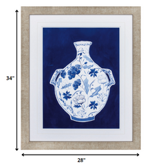 28' X 34' Champagne Gold Color Frame  Indigo Porcelain Vase I