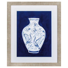 28' X 34' Champagne Gold Color Frame  Indigo Porcelain Vase II