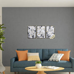 15' X 22' Silver Frame Velvety Florals (Set of 3)