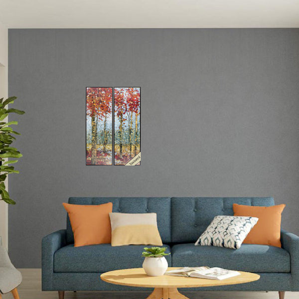 12' X 36' Brown Frame Crimson Woods (Set of 2)