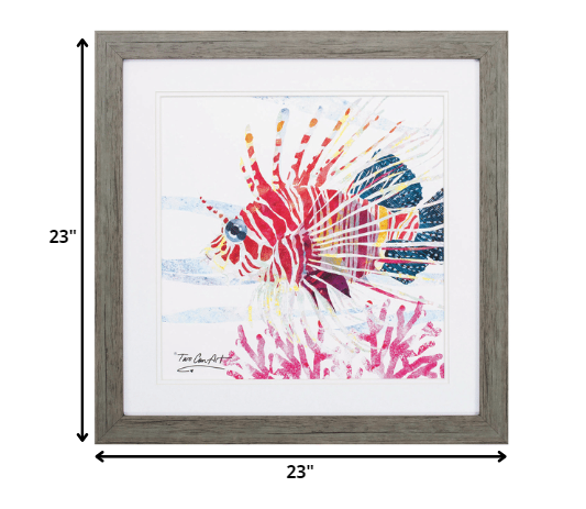 23' X 23' Woodtoned Frame Sea Creature Fish