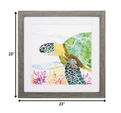 23' X 23' Woodtoned Frame Sea Creature Turtle