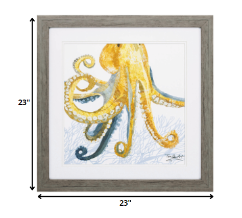23' X 23' Woodtoned Frame Sea Creature Octopus