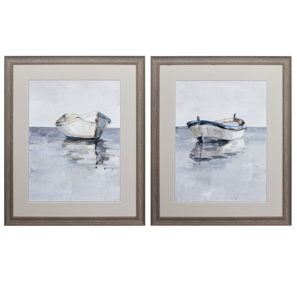 27' X 33' Distressed Wood Toned Frame Boat On The Horizon (Set of 2)