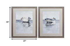 27' X 33' Distressed Wood Toned Frame Boat On The Horizon (Set of 2)