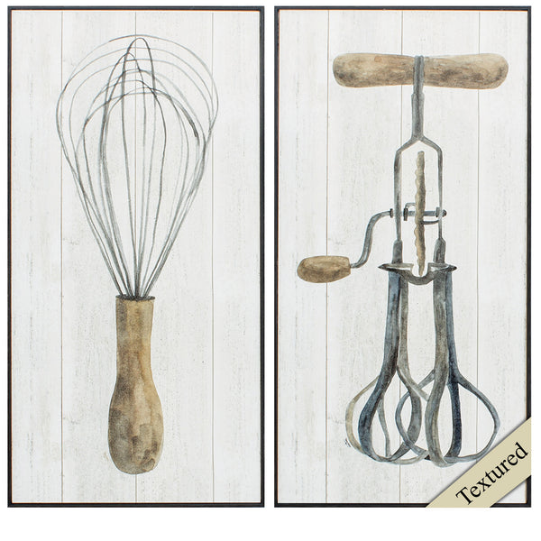 12' X 24' Distressed Black Frame Vintage Utensils (Set of 2)