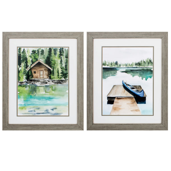 19' X 23' Woodtoned Frame Lake Views (Set of 2)
