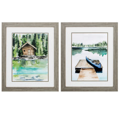 19' X 23' Woodtoned Frame Lake Views (Set of 2)