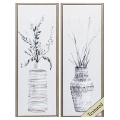 11' X 31' Champagne Color Frame  Textured Vase Panel (Set of 2)