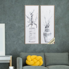 11' X 31' Champagne Color Frame  Textured Vase Panel (Set of 2)