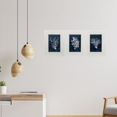 21' X 27' White Frame Wood Coral Blue (Set of 3)