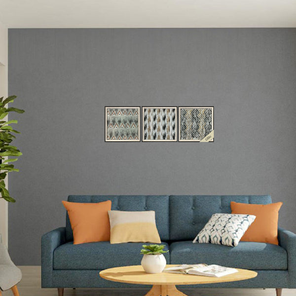 13' X 13' Silver Frame Grey Tribal (Set of 3)