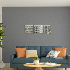 13' X 13' Silver Frame Grey Tribal (Set of 3)