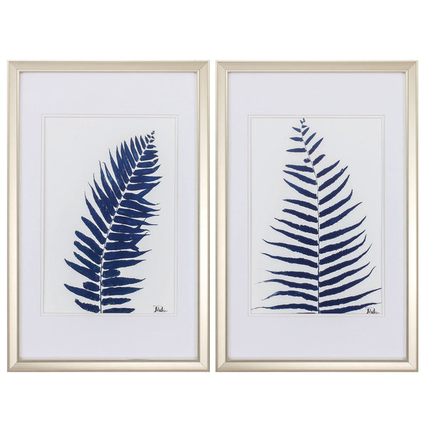 18' X 28' Champagne Gold Color Frame  Indigo Ferns (Set of 2)