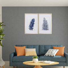 18' X 28' Champagne Gold Color Frame  Indigo Ferns (Set of 2)