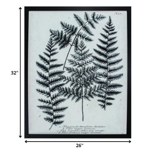 26' X 32' Dark Wood Toned Frame Charcoal Fern Gather I