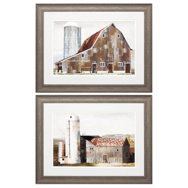 25' X 19' Distressed Wood Toned Frame Barn Silo (Set of 2)
