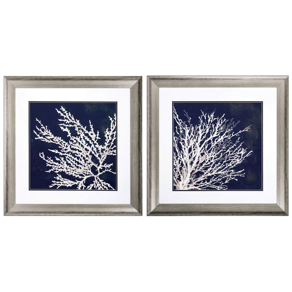 28' X 28' Silver Frame Coastal Coral (Set of 2)