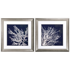 28' X 28' Silver Frame Coastal Coral (Set of 2)