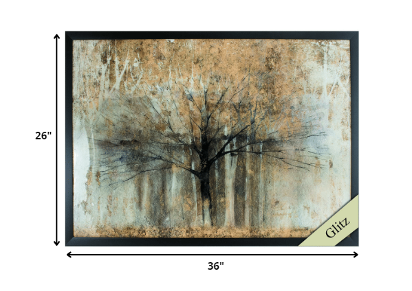 36' X 26' Dark Wood Toned Frame Open Arms Gold