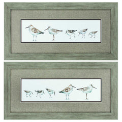 26' X 13' Woodtoned Frame Pebbles & Sandpipers (Set of 2)