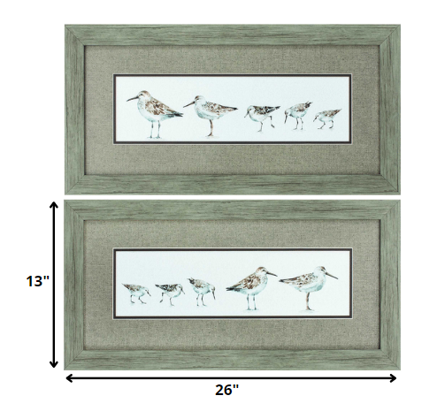 26' X 13' Woodtoned Frame Pebbles & Sandpipers (Set of 2)