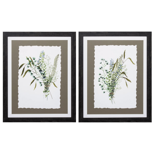 20' X 25' Distressed Black Frame Green Bouquet (Set of 2)