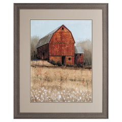 27' X 33' Distressed Wood Toned Frame Red Barn View I