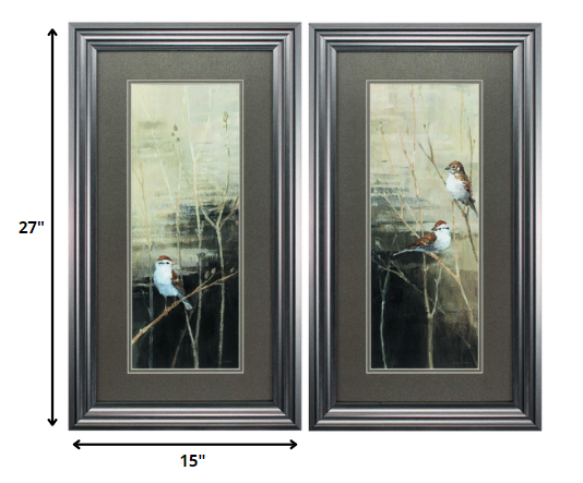 15' X 27' Gunmetal Gray Frame Sparrows Dusk (Set of 2)