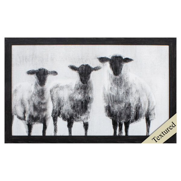 30' X 18' Distressed Black Frame Rustic Sheep I