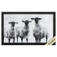30' X 18' Distressed Black Frame Rustic Sheep I