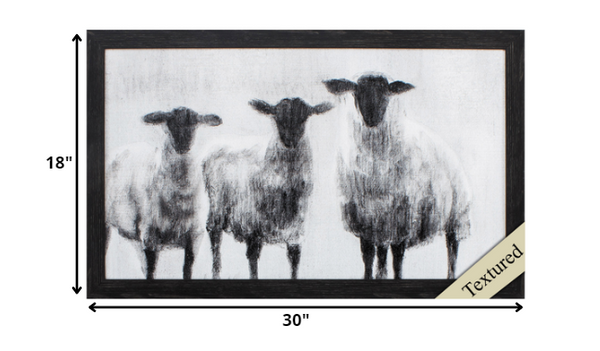 30' X 18' Distressed Black Frame Rustic Sheep I