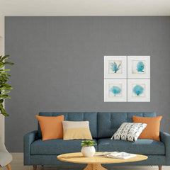 21' X 21' White Frame Blue Coral (Set of 4)