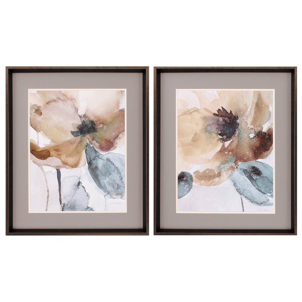 23' X 27' Brushed Silver Frame Watercolor Poppy (Set of 2)