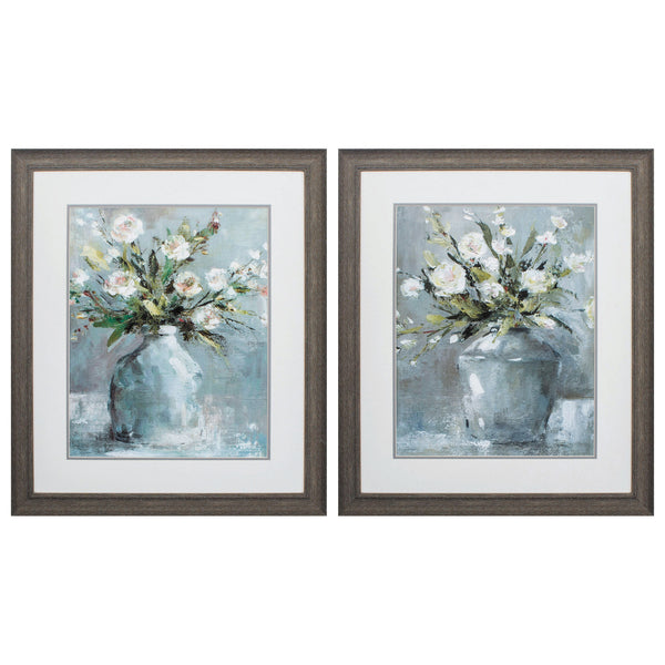 24' X 28' Distressed Wood Toned Frame Country Bouquet (Set of 2)