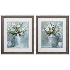 24' X 28' Distressed Wood Toned Frame Country Bouquet (Set of 2)