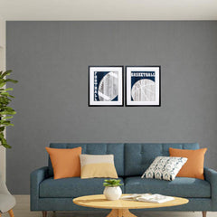 23' X 27' Dark Wood Toned Frame Basketball Football (Set of 2)