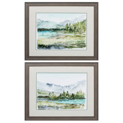 28' X 24' Distressed Wood Toned Frame Plein Air Reservoir (Set of 2)