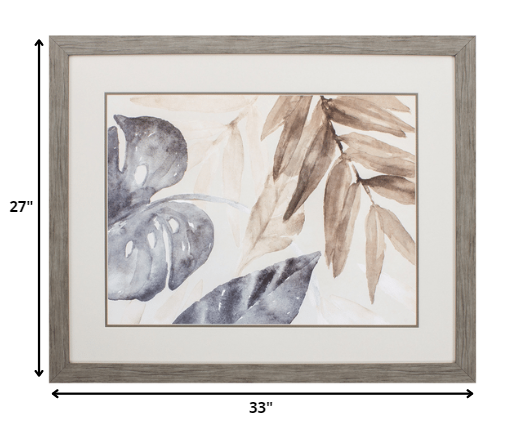 33' X 27' Woodtoned Frame Neutral Island Leaves I