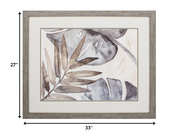 33' X 27' Woodtoned Frame Neutral Island Leaves II