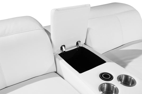 212" X 240" X 191.2" White Power Reclining 6"PC Sectional