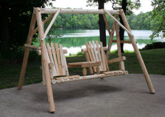 87" X 70" X 65"  Natural Wood Tete-A-Tete Yard Swing