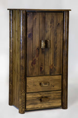 Natural Dark Brown Finish All Wood Armoire