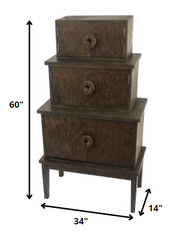 14" x 34" x 60" Brown, Wood, Cabinet